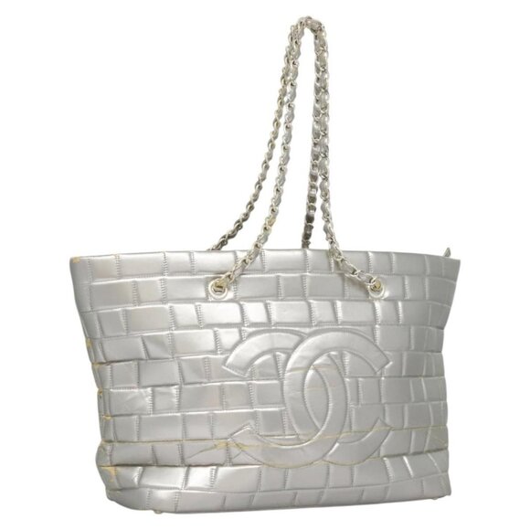 CHANEL Chain Shoulder Bag Enamel Silver CC Auth - Picture 2 of 16